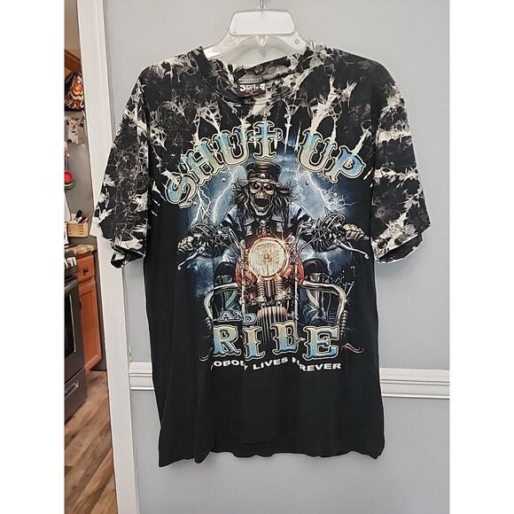 Graphic Reaper “Shut Up And Ride” Double Sided Motorcycle T-Shirt Size Large - Picture 3 of 8